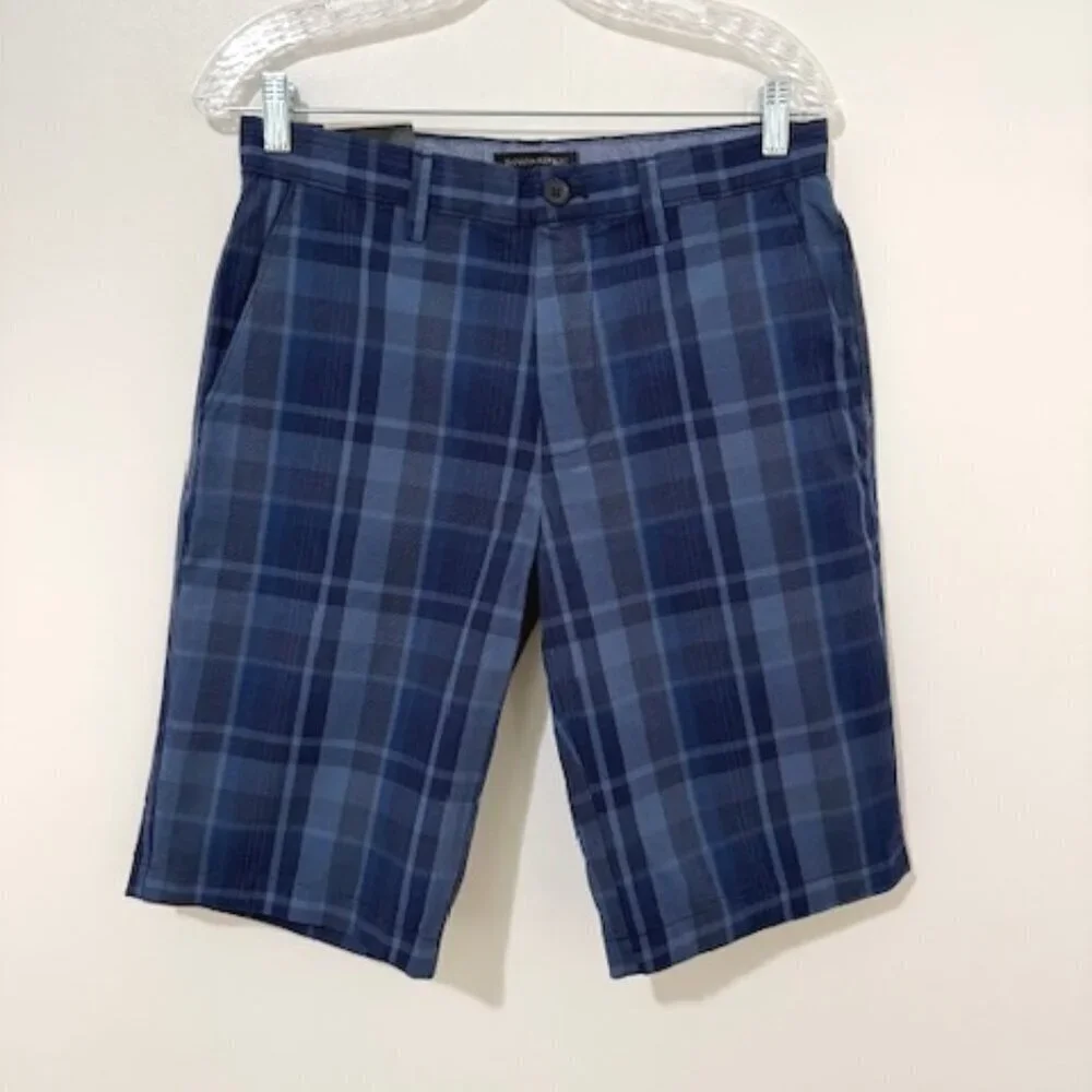 Banana Republic Emerson Shorts Blue Plaid Straight Fit Men's Size 29